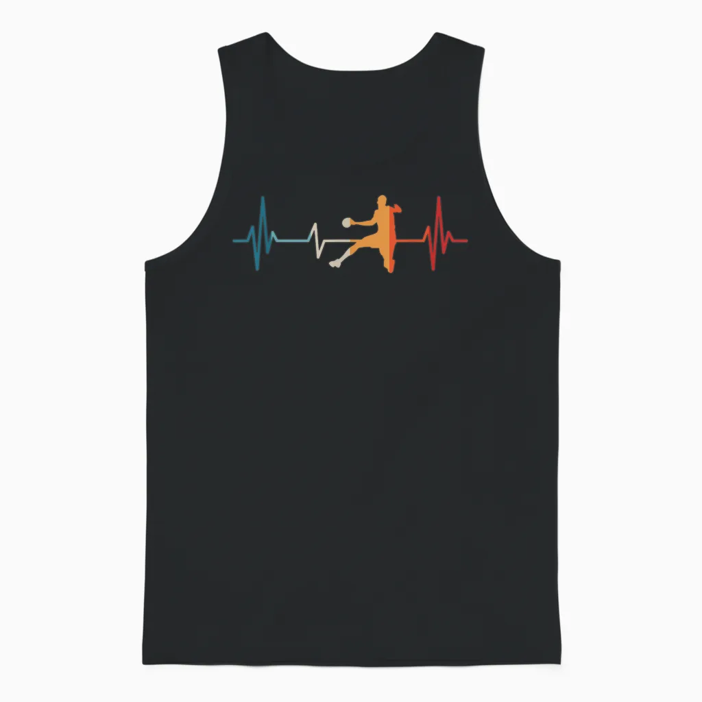 Handballer Heartbeat Handball T-Shirt, Black Unisex Tank Top in Black