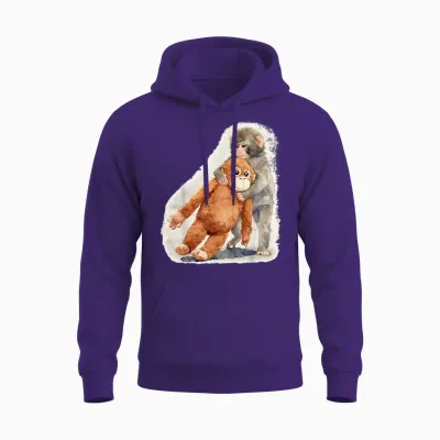 Punch – Cute Baby Monkey and Orangutan Plush Watercolor Unisex Hoodie - Purple