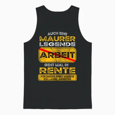 Maurer Lustiges Rente Pension Ruhestand Rentner Unisex Tank Top - Black