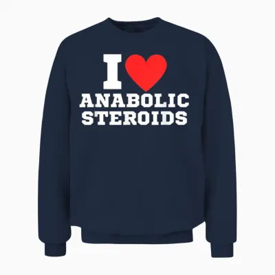 I Love Tren Anabolic Steroids | Funny Gym T-Shirt, Black, S Unisex Sweatshirt - Navy