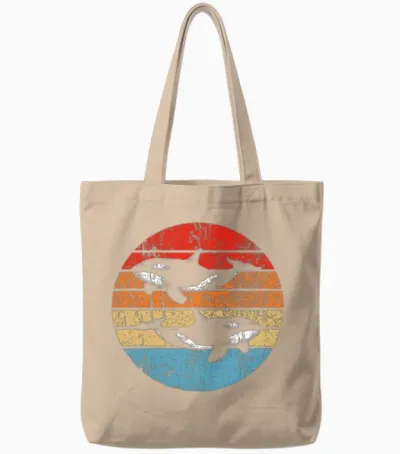 Retro Killer Whale Hoodies Tote Bags - Natural