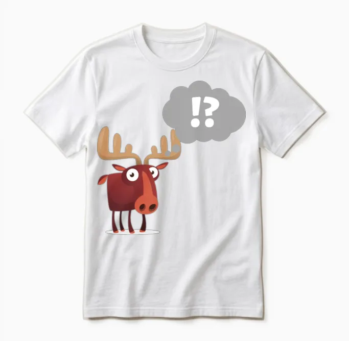 Funny Deer Design Wildlife Unisex T-Shirt in White