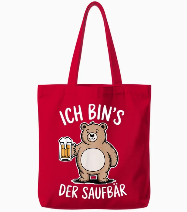 Ich Bins Der Saufbär Saufen Bier Alkohol Party Tote Bags in Red