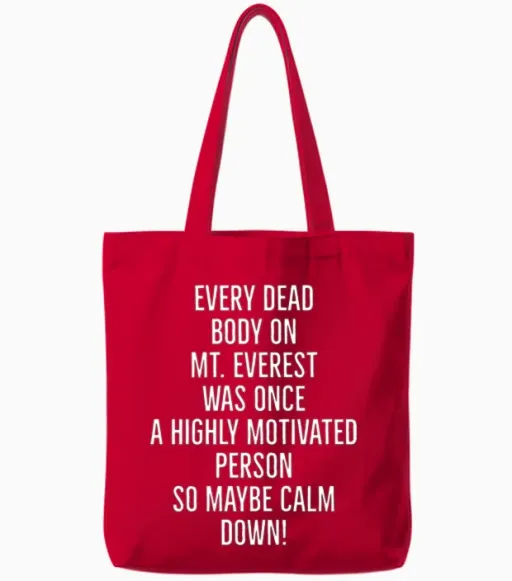 Funny Motivational Speech Tote Bags in Red