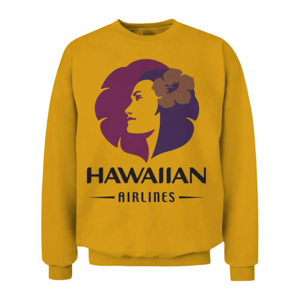 Hawaiian Airlines Vintage Logo Hawaii Camping T Sh Unisex Sweatshirt - Gold