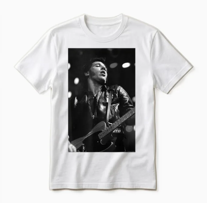 Bruce Springsteen Live at Wembley by Simon Fowler T-Shirt, Black, S Unisex T-Shirt in White