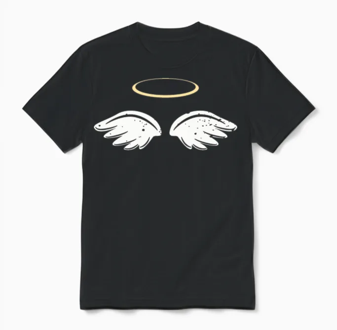 Angel Angel Wings Halo Innocent Costume Children Unisex T-Shirt in Black