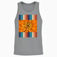 Retro Colors Flower Design Unisex Tank Top in Sport Grey - 2