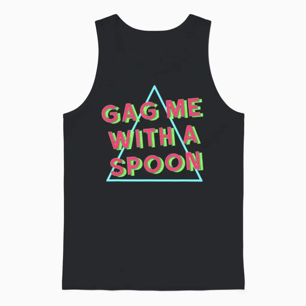 Gag Me with a Spoon Funny Retro 80s Unisex Tank Top in Black