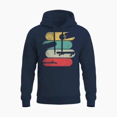Retro Skateboard Unisex Hoodie - Navy