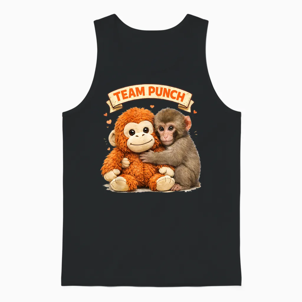 Cute Monkey Punch Panchi Kun Japan Baby Monkey Team Punch Unisex Tank Top in Black