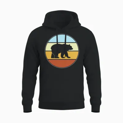 Bear Retro Unisex Hoodie - Black