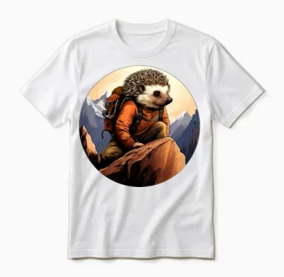 Hedgehog Mountaineer / Hiking Hedgehog Unisex T-Shirt - White