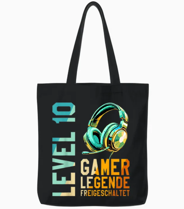 10. Geburtstag Junge Mädchen Gaming Level 10 Jahre Tote Bags in Black