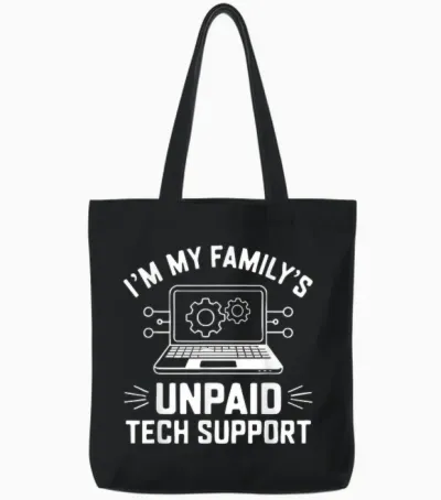 I'm My Family's Unpaid Tech Support Funny Computer Engineer Tote Bags - Black