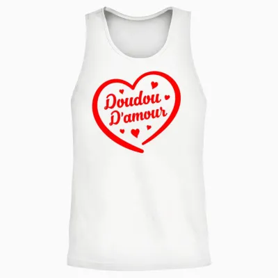 Doudou D'amour Cute and Humorous Valentine's Day Unisex Tank Top - White