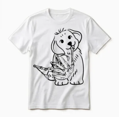 Dog Bagpipe Player Dog Lover Dog Bagpipe Musician Unisex T-Shirt - White