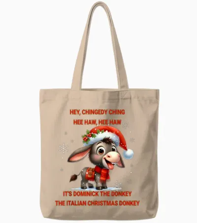 Funny Christmas Italian Christmas Donkey Dominick the Donkey Tote Bags - Natural