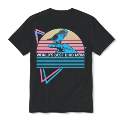 Budgie Parakeet Retro Unisex T-Shirt - Black