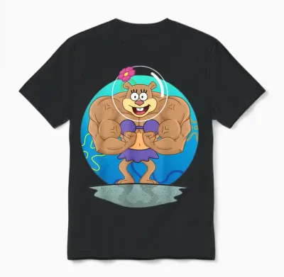 Mademark X Spongebob Squarepants - Sandy Cheeks Muscle Unisex T-Shirt - Black