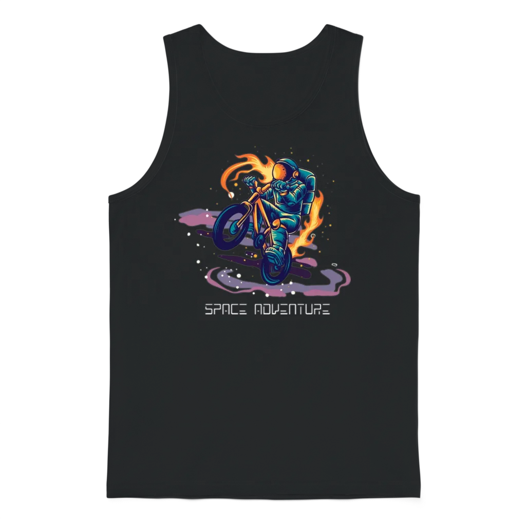 Astronaut Adventure Bike Cool Design Unisex Tank Top - Black