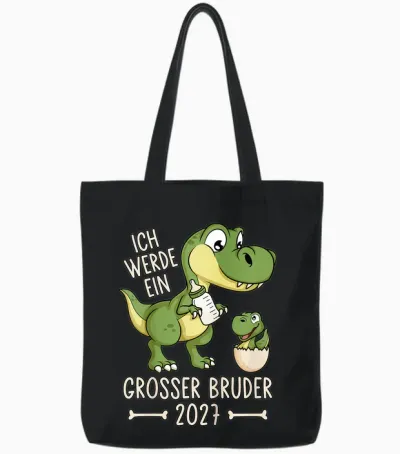 Kinder Geschwister Baby Dino Ich Werde Ein Großer Bruder 2027 Tote Bags - Black