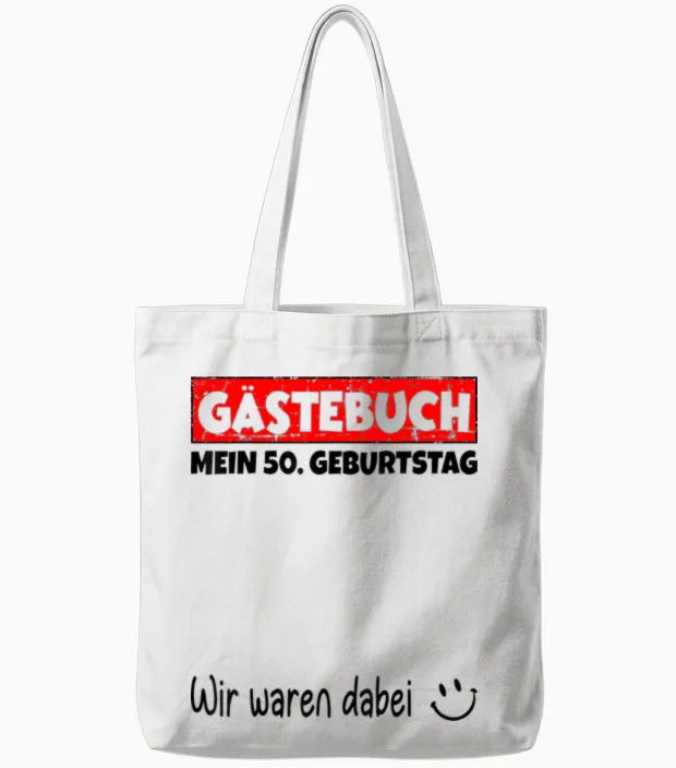 Guest Book Wir Were Here My 50th Birthday T-Shirt, White, S Tote Bags in White
