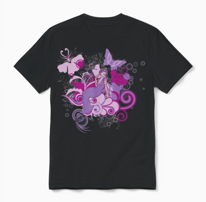 Retro Lady Unisex T-Shirt in Black