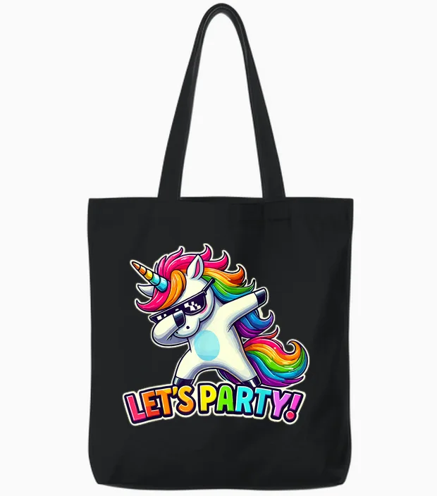 Party Outfit, Einhorn | Mädchen & Jungen | Einhorn, Let's Party Tote Bags in Black
