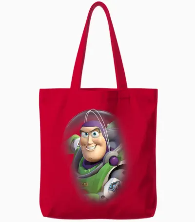 Disney Pixar Toy Story Buzz Lightyear Portrait 3d T-Shirt, Green, S Tote Bags - Red