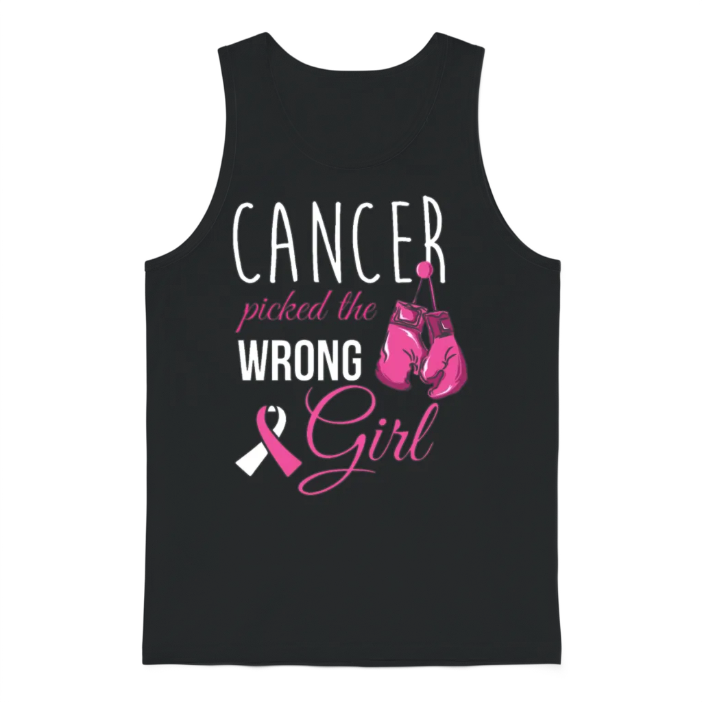 Breast Cancer Fighter Cancer Picked the Wrong Girl Unisex Tank Top - Black