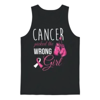 Breast Cancer Fighter Cancer Picked the Wrong Girl Unisex Tank Top - Black – 1