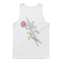Rose with Knife Unisex Tank Top - White – 1