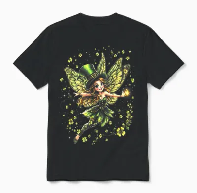 St. Patrick's Day Magical Irish Fairies for Women and Kids T-Shirt, Black, S Unisex T-Shirt - Black