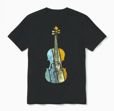 Violin Retro Unisex T-Shirt - Black
