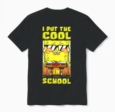 Mademark X Spongebob Squarepants - Spongebob Back to School I Put the Cool in School Boys Gift Unisex T-Shirt - Black