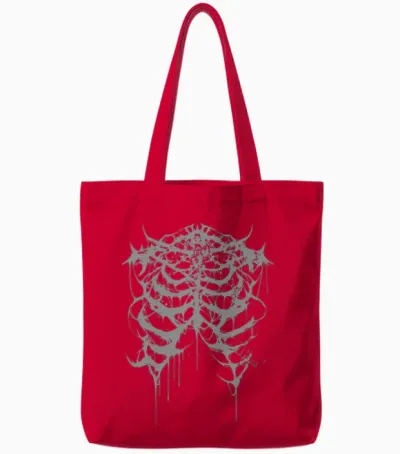 Horror Black Metal Death Metal | Gothic Goth Grunge Langarmshirt Tote Bags - Red