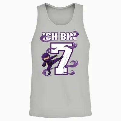 I Am 7 Ninja Birthday 7 Years Boy Karate Unisex Tank Top - Ash