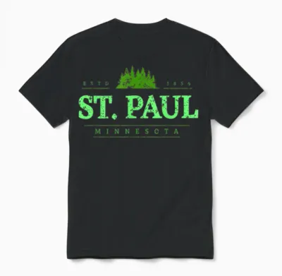 Saint Paul Minnesota | Rétro Saint Paul Mn Treeline Unisex T-Shirt - Black