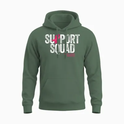Breast Cancer Shirts Support Squad Breast Cancer Awareness Unisex Hoodie - Military Green