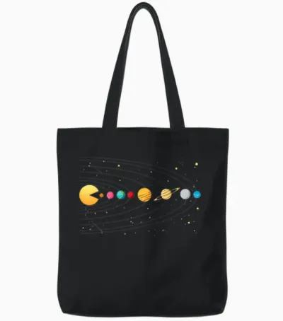 Funny Solar System - Astronauts Space Video Games Tote Bags - Black