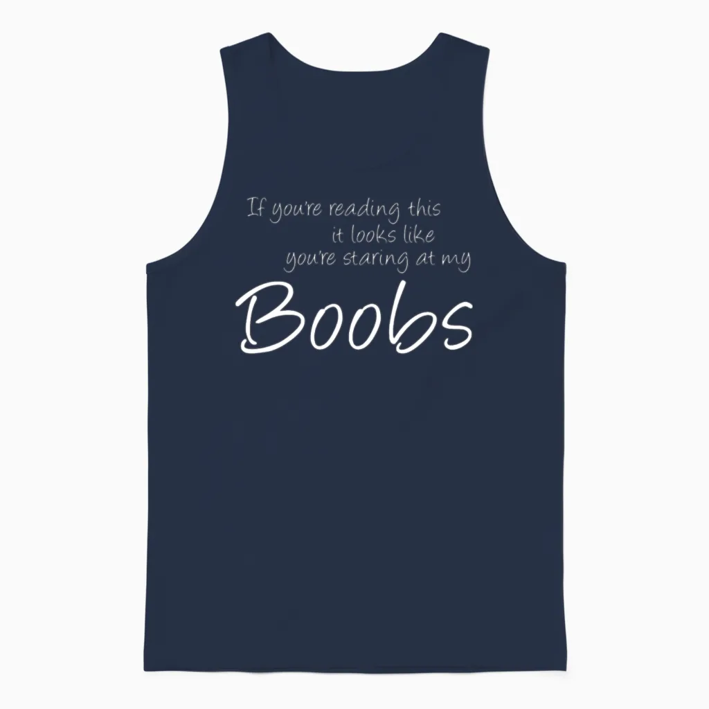 Breasts Funny Tits Saying Unisex Tank Top in Navy