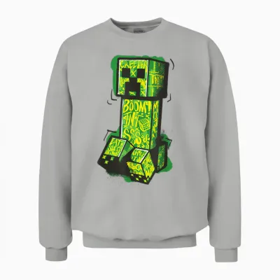 Minecraft Creeper Street Graffiti Fill T-Shirt, Black Unisex Sweatshirt - Ash