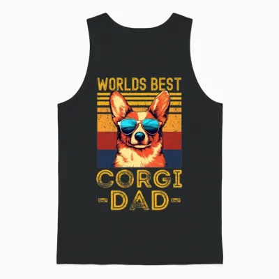 Corgi with Sunglasses Retro Unisex Tank Top - Black