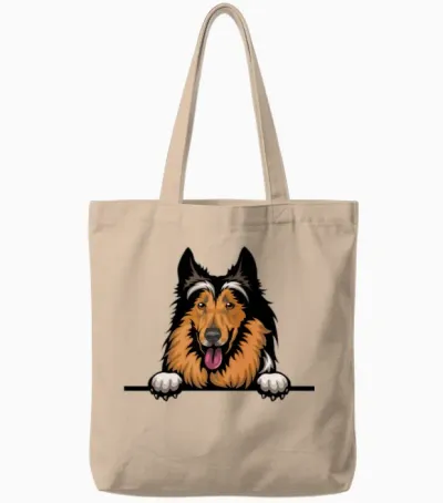 Collie Dog Tote Bags - Natural