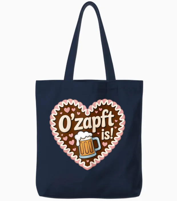 O'zapft Is Oktoberfest Volksfest Lebkuchenherz Bierkrug Tote Bags in Navy