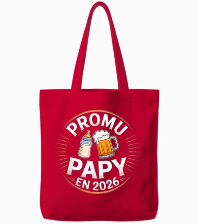 Promoted Grandpa 2026 Idea Announcement Future Grandfather in Progress Tote Bags - Red