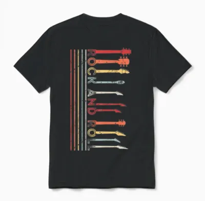 Classic Rock and Roll Vintage T Shirt Concert Band Unisex T-Shirt - Black