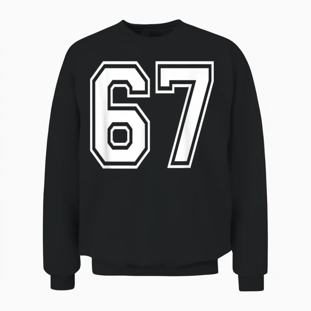 Number 67 Numbered Uniform Sports Jersey Team 67th Birthday Unisex Sweatshirt in Black