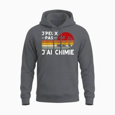 Je Peux Pas J'ai Chimie Humour Teacher Chemistry Chemist Funny T-Shirt, Black, S Unisex Hoodie - Charcoal